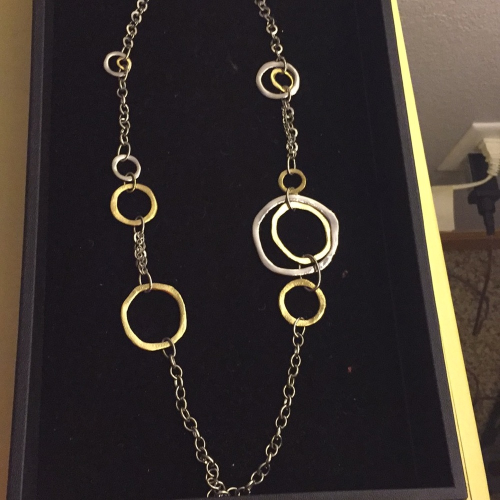 Abstract silver and gold necklace